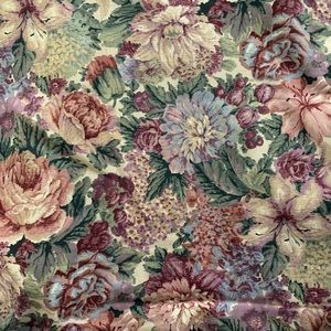 Vintage Rose Garden linen weave Fabric 2 yards